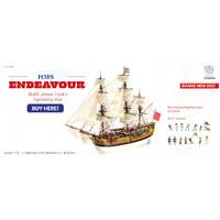 ARTESANIA 22520 HMS ENDEAVOUR JAMES COOKS LEGENDARY SHIP 1/65 SCALE WOODEN MODEL KIT