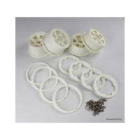 ROVAN 85076 NYLON RIM FULL SET OF 4 SUITS BAJA 5B WHITE WITH WHITE BEADLOCKS