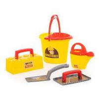 BUCKET SET WORKER CONSTRUCTION POLESIE 7PCE BUILDING SET