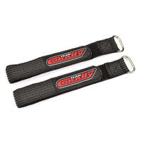 TEAM CORALLY PRO BATTERY STRAPS 250X20MM METAL BUCKLE SILICONE ANTI-SLIP STRINGS BLACK 2 PIECES