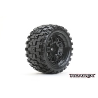 ROAPEX R7003-K RHYTHM BELTED ARRMA KRATON 8S MT TRUCK TIRE BLACK WHEEL WITH 24MM HEX PRE MOUNTED