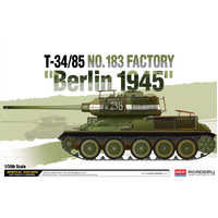 ACADEMY  13295  T-34 /85 NO.183 FACTORY BERLIN 1945 1/35 SCALE PLASTIC MODEL KIT TANK