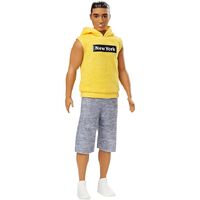 BARBIE FASHIONISTAS BOY DOLL 131 BRUNETTE WITH SLEEVELESS YELLOW HOODIE