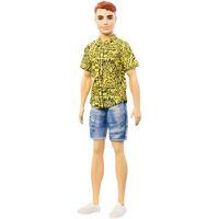 BARBIE FASHIONISTAS BOY DOLL 139 WITH RED HAIR AND GRAPHIC YELLOW SHIRT