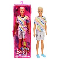 BARBIE FASHIONISTAS BOY DOLL 174 WITH BLONDE HAIR AND RAINBOW CHECK SHIRT