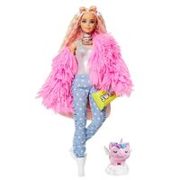 BARBIE FASHIONISTA EXTRA 3 WITH PINK FLUFFY COAT