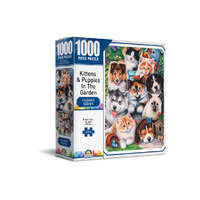 CROWN 018402 RADIANT SERIES KITTENS AND PUPPIES IN THE GARDEN 1000PC