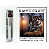 DIAMOND ART KIT WITH PICTURE AND CRYSTAL BEADS COLOURFUL TIGER WITH BUTTERFLY 30X30CM