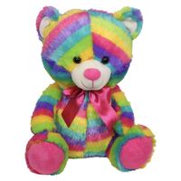 PLUSH BEAR RAINBOW COLOURED 40CM