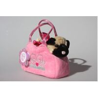 FANCY PALS PUG IN A PINK CROWN BAG