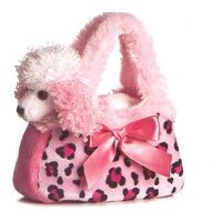 FANCY PALS POODLE IN A PINK ANIMAL PRINT BAG