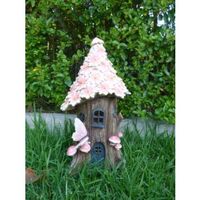 CHLOES GARDEN PINK FLOWER FAIRY SOLAR HOUSE 32CM