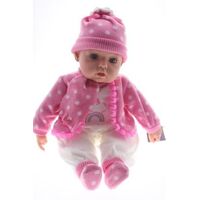 COTTON CANDY BABY DOLL RILEY WITH PINK AND WHITE DOT COAT SOFT BODY 50CM