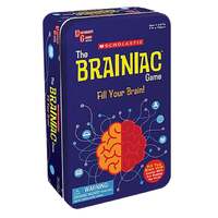 SCHOLASTIC THE BRAINIAC GAME TRAVEL CARD GAME TIN