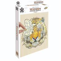 PUZZLE MASTER 130 PIECE  WOODEN JIGSAW PUZZLE TIGER 2.0 INCLUDES DISPLAY STAND