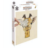 PUZZLE MASTER 128 PIECE  WOODEN JIGSAW PUZZLE GIRAFFE INCLUDES DISPLAY STAND