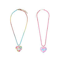 PINK POPPY RHINESTONE HEART BALLCHAIN NECKLACE ASSORTED COLOURS