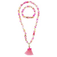 PINK POPPY - BARBIE DREAMTOPIA RAINBOW FANTASY STRETCH PEARL NECKLACE AND BRACELET WITH TULLE BALLERINA