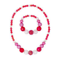 PINK POPPY HOT PINK RASPBERRY DELIGHT STRETCH BEADED NECKLACE AND BRACELET SET