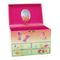 PINK POPPY BUTTERFLY MUSICAL JEWELLERY BOX MEDIUM