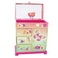 PINK POPPY RAINBOW BUTTERFLY MUSICAL JEWELLERY BOX LARGE