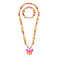 PINK POPPY RAINBOW BUTTERFLY NECKLACE AND BRACELET SET