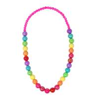 PINK POPPY RAINBOW BEADS NECKLACE