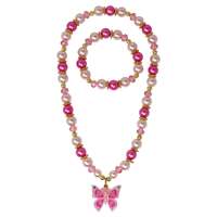 PINK POPPY PINK BUTTERFLY NECKLACE AND BRACELET SET