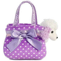 FANCY PALS WESTIE IN PURPLE POLKA DOT BAG