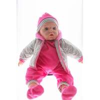 COTTON CANDY BABY DOLL VICTORIA WITH GREY AND PINK COAT SOFT BODY 50CM