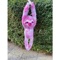 COTTON CANDY HANGING SLOTH POPPY PINK AND PURPLE PLUSH