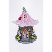 CHLOES GARDEN PINK FLOWER FAIRY SOLAR HOUSE 24CM