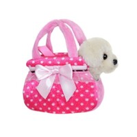 FANCY PALS GOLDEN LABRADOR IN PINK POLKA DOT BAG