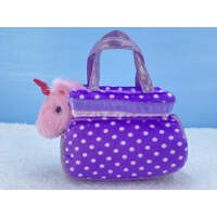 FANCY PALS UNICORN IN PURPLE POLKA DOT BAG