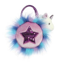 FANCY PALS WHITE UNICORN IN A PURPLE FLUFFY HEART BAG