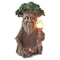 CHLOES GARDEN RESIN SOLAR TREE MAN WITH OWL 27CM