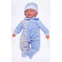 COTTON CANDY BABY DOLL ASHER WITH BLUE BUNNY ROMPER SOFT BODY 50CM