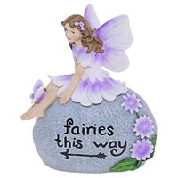 CHLOES GARDEN RESIN FAIRY ON STONE B - WITH BUTTERFLY 18CM