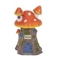 CHLOES GARDEN FAIRY RESIN SOLAR MUSHROOM HOUSE 24CM