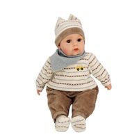 COTTON CANDY BABY DOLL MATTHEW WITH CAR MOTIF TOP AND GREY SCARF SOFT BODY 50CM