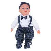 COTTON CANDY BABY DOLL LIAM WITH NAVY AND WHITE PAGEBOY OUTFIT SOFT BODY 50CM