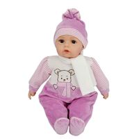 COTTON CANDY BABY DOLL KIM WITH PINK AND WHITE TEDDY ROMPER SOFT BODY 50CM