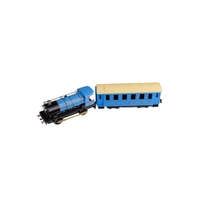 HTI TEAMSTERZ LIGHT AND SOUND DIECAST TRAIN ENGINE WITH CARRIAGE BLUE