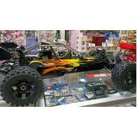 ROVAN 320 04 YELLOW/BLACK AND BROWN BAJA 5B BUGGY 32CC DOMINATOR PIPE WITH GT3B 2.4GHZ CONTROLLER - BODY 04 READY TO RUN GAS POWERED RC CAR