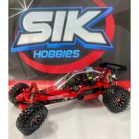 ROVAN 320AG02 BODY 9 RED/BLACK BAJA 5B BUGGY ALLOY AND NYLON 32CC WITH VICTORY EXHAUST RTR WITH GT3B 2.4GHZ CONTROLLER AND SYMETRICAL STEERING