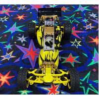 ROVAN 360AG04 YELLOW/GOLD 36CC BAJA 5B BUGGY WITH DOMINATOR TUNED EXHAUST PIPE, SYMETRICAL STEERING AND GT3B CONTROLLER READY TO RUN GAS POWERED RC CA