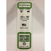 EVERGREEN 187 WHITE STYRENE STRIP .125 INCH X .156 INCH