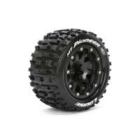 LOUISE L-T3202B MT PIONEER 2.8INCH BLACK TYRE 0INCH OFFSET HEX 12MM TO FIT REAR 2WD RUSTLER / STAMPEDE / MONSTER JAM