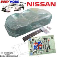 BODYWORX N114 BODY R35 GTR NISMO GT3 CLEAR LEXAN BODY 200MM