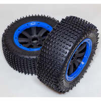 MADMAX COMPLETE ASSEMBLED "PIN" TIRE/WHEEL SET FOR HPI BAJA 5T/5SC, LOSI 5IVE/DBXL, KRAKEN VEKTA.5 - BLUE BEADLOCKS